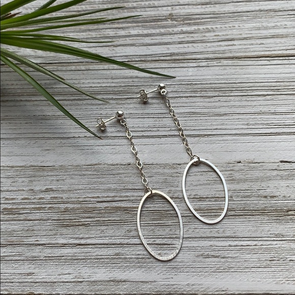 engineeratplay Jewelry - NEW Matte Oval Sterling Silver Dangle Earrings